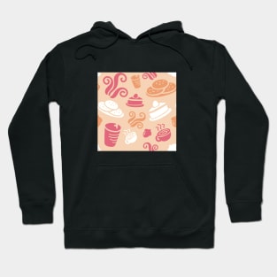 Cafe Orange Vibe Coffee Dessert Sweets Pattern Hoodie